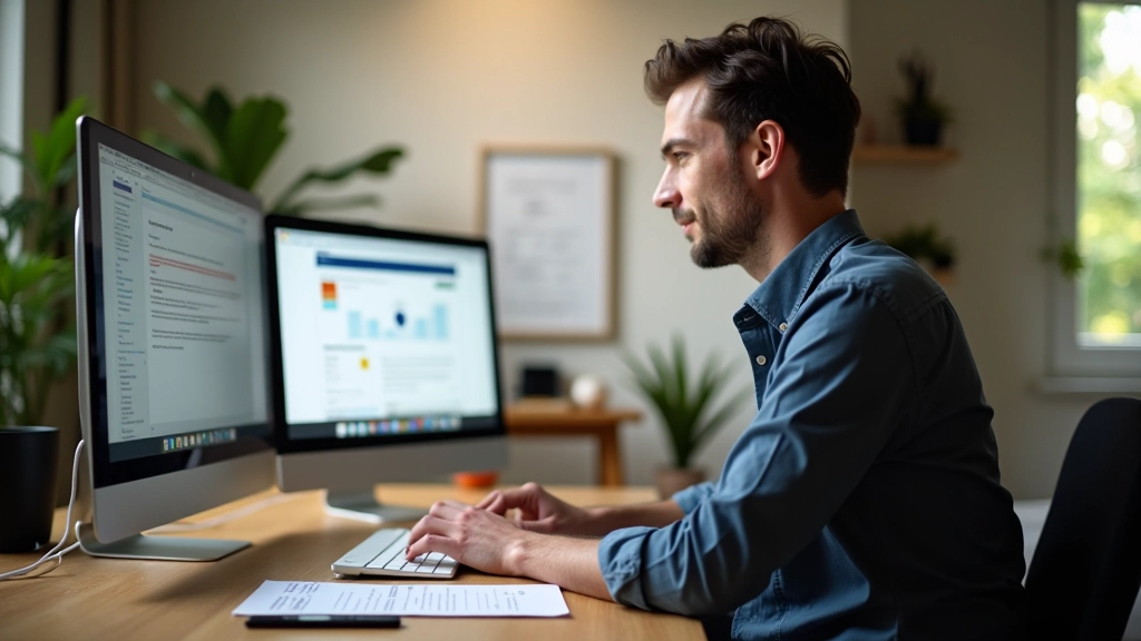 Entrepreneur travaillant sur sa stratégie de revenus passifs avec des documents et outils professionnels