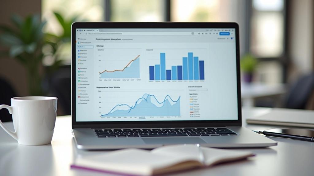 Ordinateur portable affichant un tableau de bord d'analyse avec différentes sources de revenus suivies