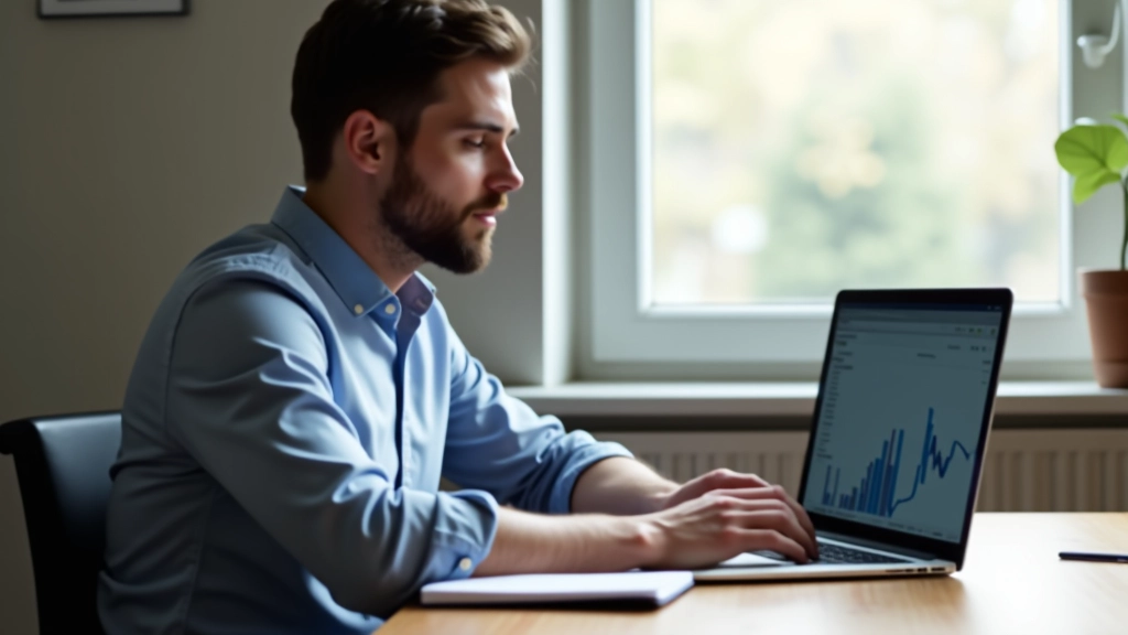 Entrepreneur travaillant sur ordinateur portable avec graphiques financiers affichés
